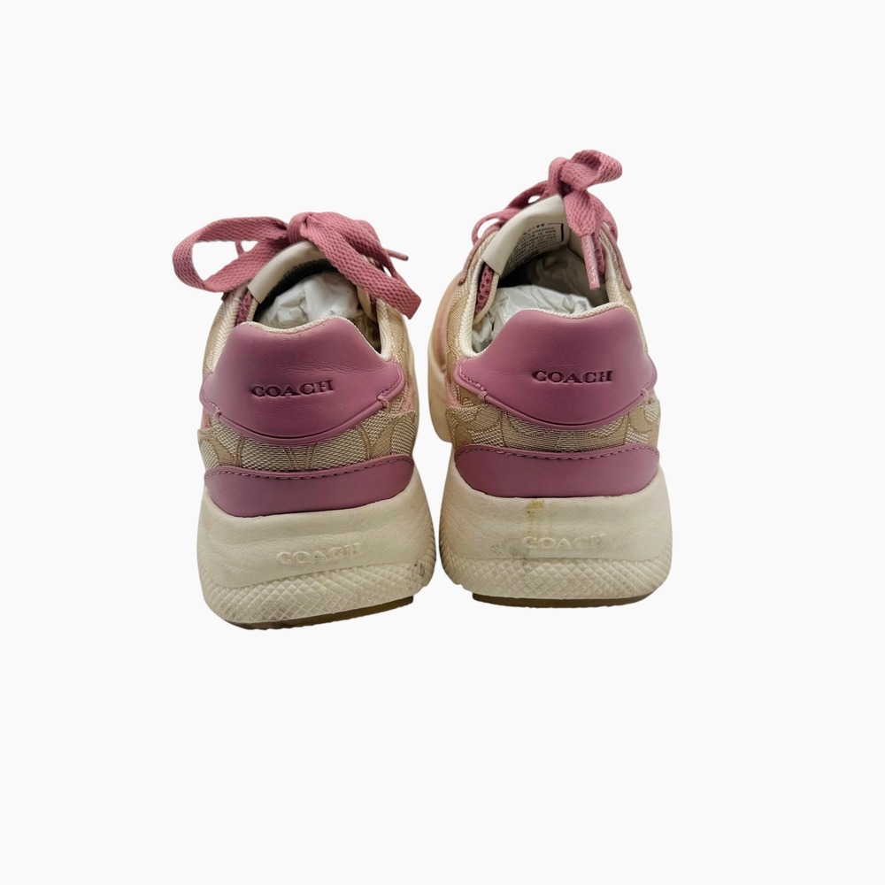 Coach C152 Sig Tech Runner Sneakers Light Khaki Pink G5057 Womens 5.5 B - Picture 3 of 7